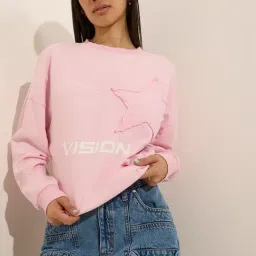 nuon women Nuon by Westside Pink Text Print Cotton Sweatshirt-picture-23