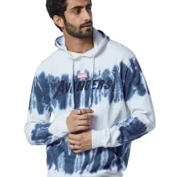 The Souled Store Blue & White Avengers Print Hooded Sweatshirt image 1