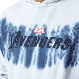 The Souled Store Blue & White Avengers Print Hooded Sweatshirt image 4