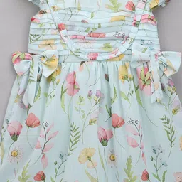 YK Floral Print Flutter Sleeve Georgette Fit & Flare Dress image 3