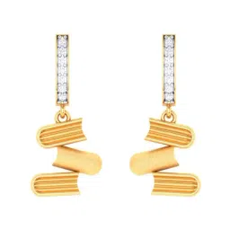 p.c. chandra jewellers P.C Chandra Jeweller 18k Yellow Gold Hanging with Three Book & Diamond Drop Earrings-picture-35
