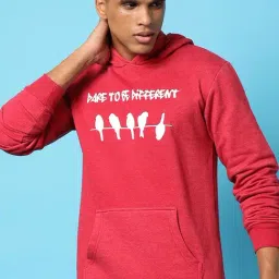 Campus Sutra Maroon Cotton Regular Fit Printed Hooded Sweatshirt-picture-32