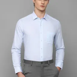 Louis Philippe Blue Cotton Slim Fit Striped Shirt-picture-17