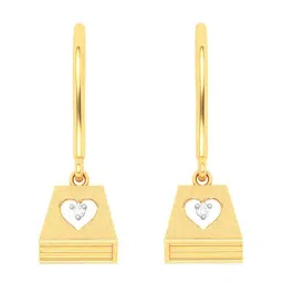 p.c. chandra jewellers P.C Chandra Jeweller 18k Book Shape Yellow Gold with A Heart Shape Hollow & Diamond Drop Earrings-picture-20