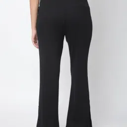 R&B Black Cotton High Rise Pants image 2