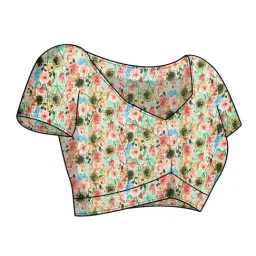 MIRCHI FASHION Pista Green Floral Print Saree With Unstitched Blouse image 5