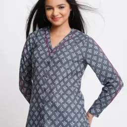 SHAYE Grey Cotton Printed Shirt image 4