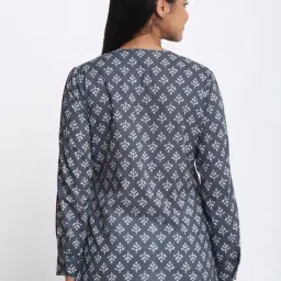 SHAYE Grey Cotton Printed Shirt image 2