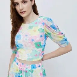 Ginger by Lifestyle Multicolored Printed Crop Top-image-8