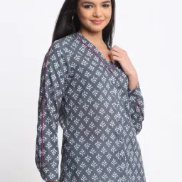 SHAYE Grey Cotton Printed Shirt image 3