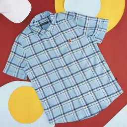 Pantaloons Junior Turquoise Blue Cotton Chequered Shirt-picture-21