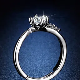 Designs & You Silver-Plated American Diamond Studded Adjustable Finger Ring image 4