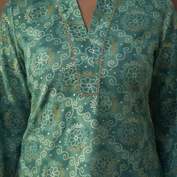 Anouk Bandhani Printed Gotta Patti V-Neck Straight Kurta image 2