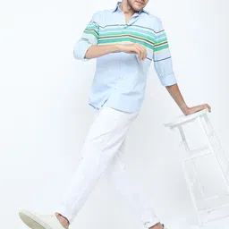 Highlander Men Slim Fit Horizontal Striped Shirts image 5