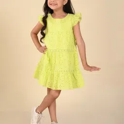 LilPicks Kids Light Green Self Design Dress-image-41