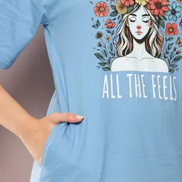 DILLINGER Womens Oversized Short Sleeves Printed Tshirt Dress image 3