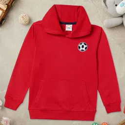 Zion Full Sleeves Football Applique And Ribbed Waist Sweatshirt - Red-picture-18