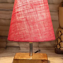Devansh Jute Square Natural Wood Table Lamp - Pink-picture-16