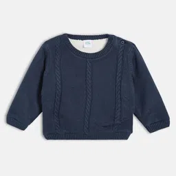 MINI KLUB Cotton Knit Full Sleeves Cable Knit Design Sweater - Blue-picture-23
