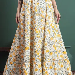 NYPA Women Floral Printed Cotton Flared Maxi Skirts-picture-12