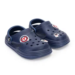 Toothless Astronaut Applique Detailed Perforated Clogs - Navy Blue image 3