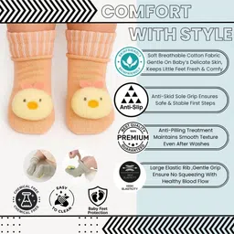 Neska Moda Cotton Elastane Animal Applique Detailed Socks - Beige image 2