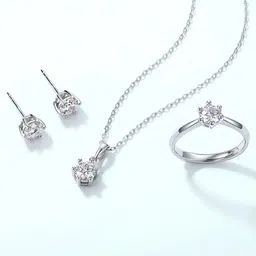 Peora Silver-Plated Cubic Zirconia Studded Jewellery Set With Finger Ring-picture-31