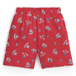 Honeyhap Premium  100% Cotton Knit Boxers with Football & Alphabet Print Pack  of 2 - Navy Peony & Salsa Red image 3