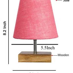 Devansh Jute Square Natural Wood Table Lamp - Pink image 3
