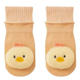 Neska Moda Cotton Elastane Animal Applique Detailed Socks - Beige image 4