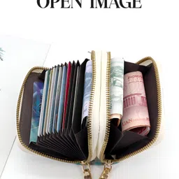 SYGA Women's Zip-Around Wallet with Flower Pattern, multi-card slots and Coin Holder(Grass Green) image 5