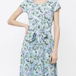 DressBerry Women Floral Print A-Line Maxi Dress Comes with a belt image 2