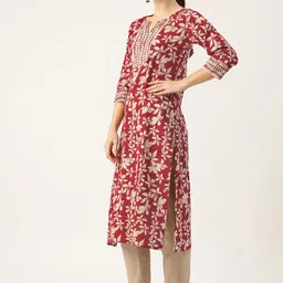 FERANOID Floral Printed Pure Cotton Kurta image 4
