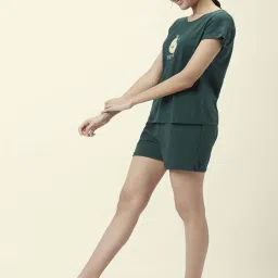 Dreamz by Pantaloons Green Cotton Printed Top Shorts Set image 3