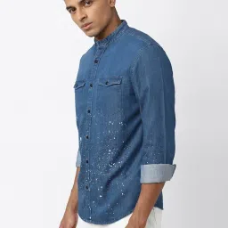 Forever 21 Blue Cotton Regular Fit Printed Shirt image 3
