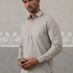 Indian Needle Classic Fit Spread Collar Pure Cotton Shirt-image-25