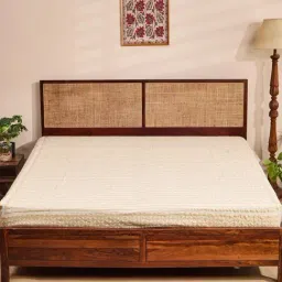 Fabindia Nira Off White Cotton Blend Embroidery 137 TC Double Bed Cover-picture-36