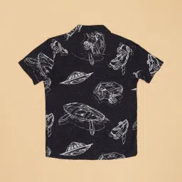 Pantaloons Junior Boys Black Rayon Printed Shirt image 2