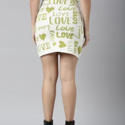 showoffff SHOWOFF Green & White Self Design Skirt image 2