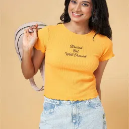 People by Pantaloons Orange Embroidered Top image 3