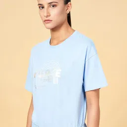 Ajile by Pantaloons Blue Cotton Printed Sports T-Shirt image 3