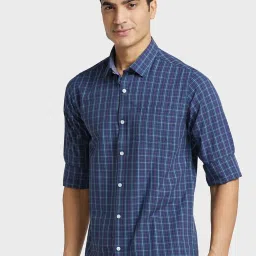 Colorplus Blue Regular Fit Checks Shirt image 3