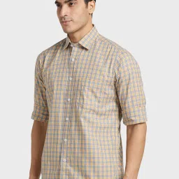 Colorplus Grey Cotton Tailored Fit Checks Shirt image 3