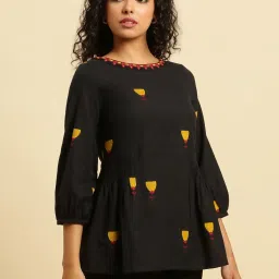 W Black Embroidered Top image 3