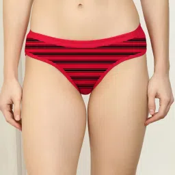 AROUSY Red & Pink Striped Hipster Panties - Pack Of 6 image 2