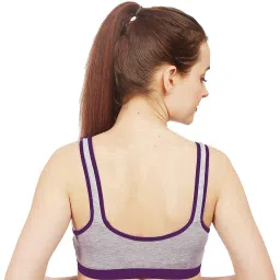 AROUSY Grey & Purple Cotton Color-Block Bralette Bra image 2