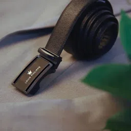 Louis Philippe Black Leather Solid Waist Belt image 2