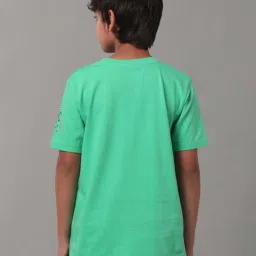 Under Fourteen Only Kids Green Cotton Printed T-Shirt image 2