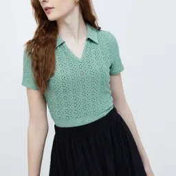 Ginger by Lifestyle Sage Green Self Pattern Top-image-50
