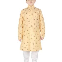 SG Yuvraj Kids Light Yellow & White Printed Full Sleeves Kurta with Pyjamas-picture-28